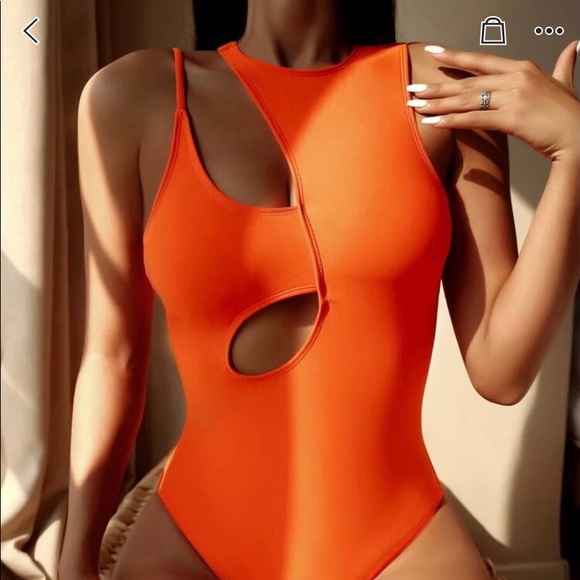 Shein Swim Women New Orange Cut Out One Piece Swimsuit Shein Poshmark